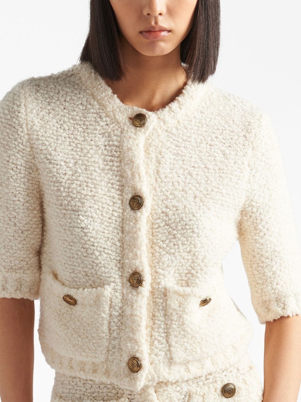 cropped bouclé mohair cardigan - 4