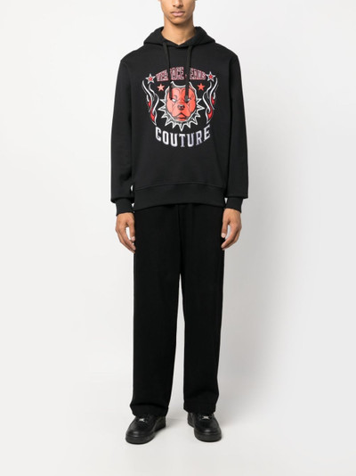 VERSACE JEANS COUTURE embroidered-logo cotton hoodie outlook