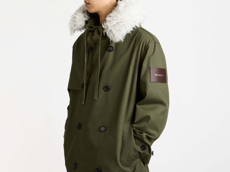MENS DOUBLE BREASTED PARKA IN HUNTER GREEN 6