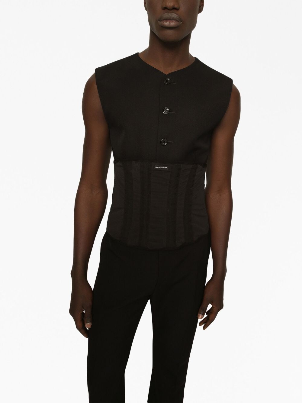 logo-patch corset-style belt - 3