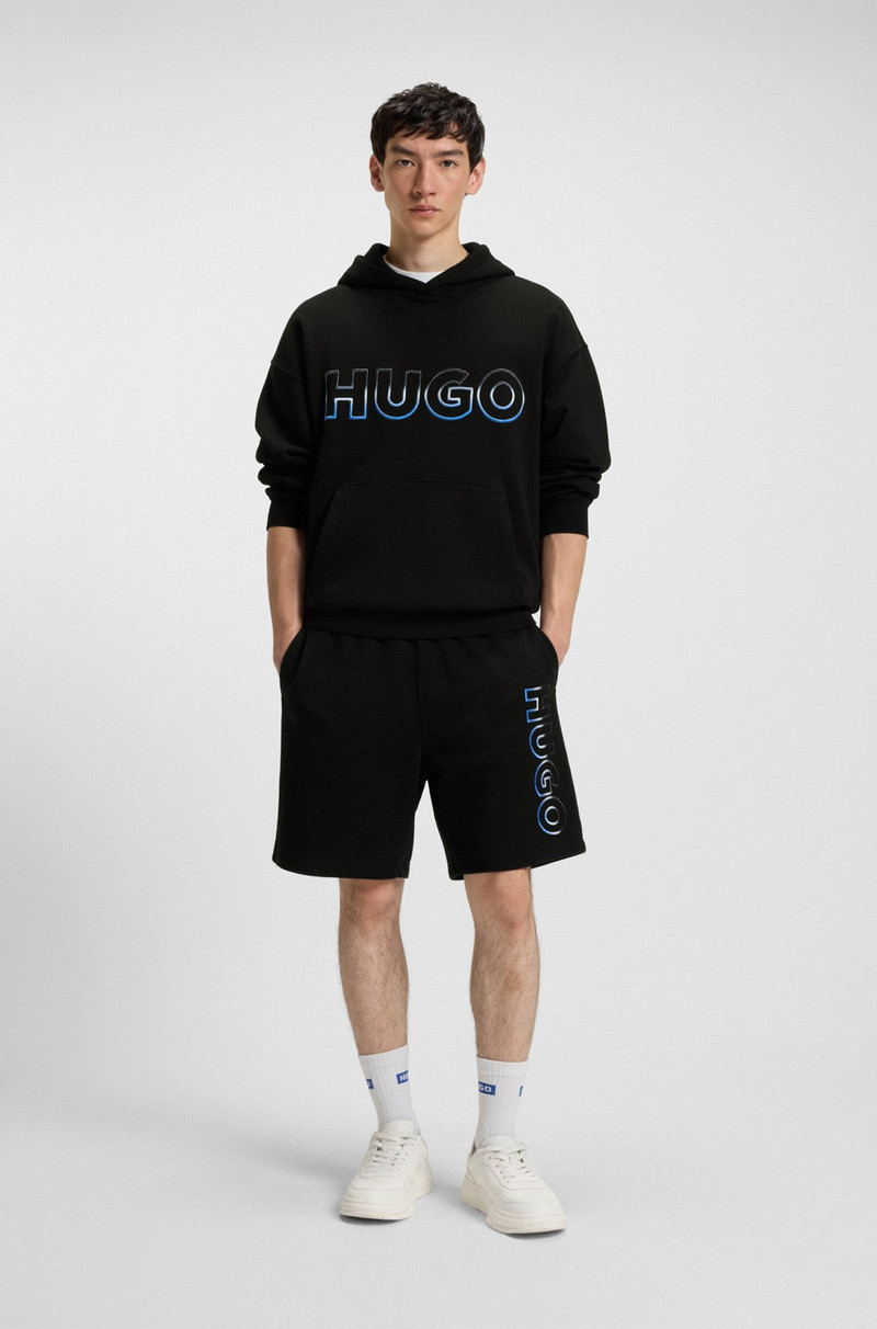 HUGO COTTON-TERRY HOODIE WITH OMBRÉ EMBROIDERED LOGO outlook