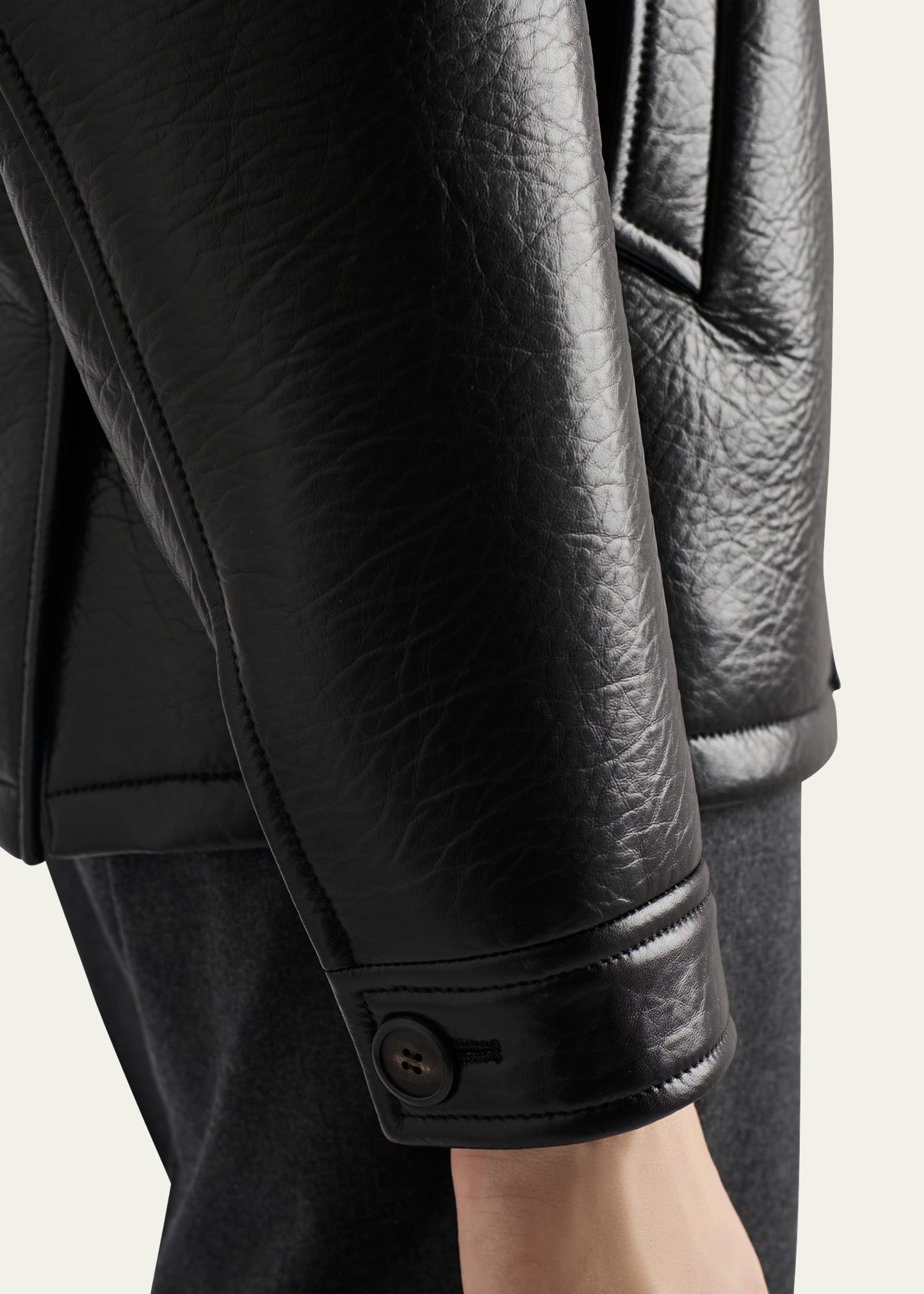 Men's Grained Napa Leather Jacket - 4