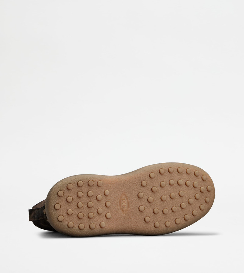 TOD'S W. G. LACE-UP ANKLE BOOTS IN SUEDE - BROWN 4