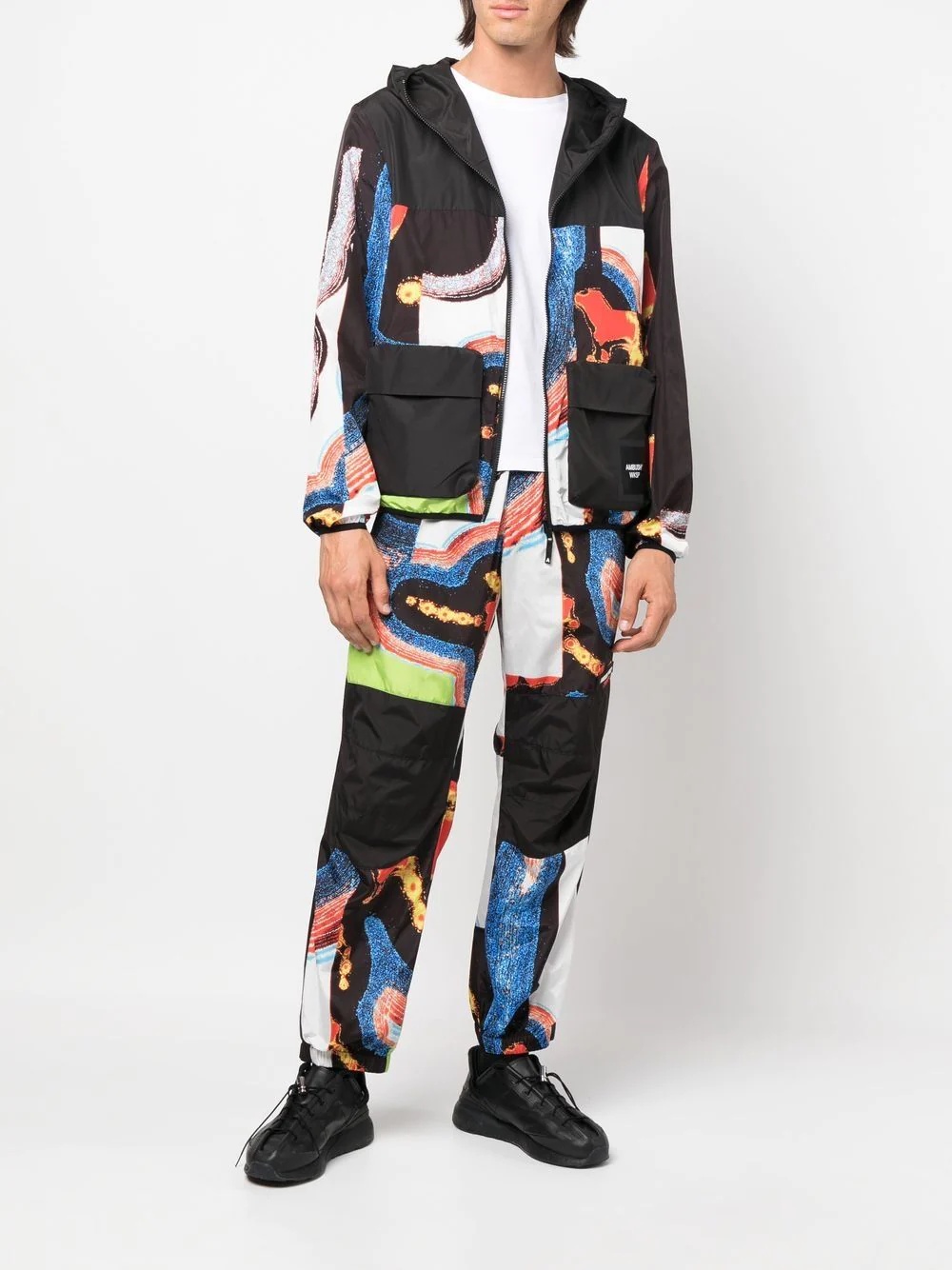 abstract-pattern paneled technical jacket - 2