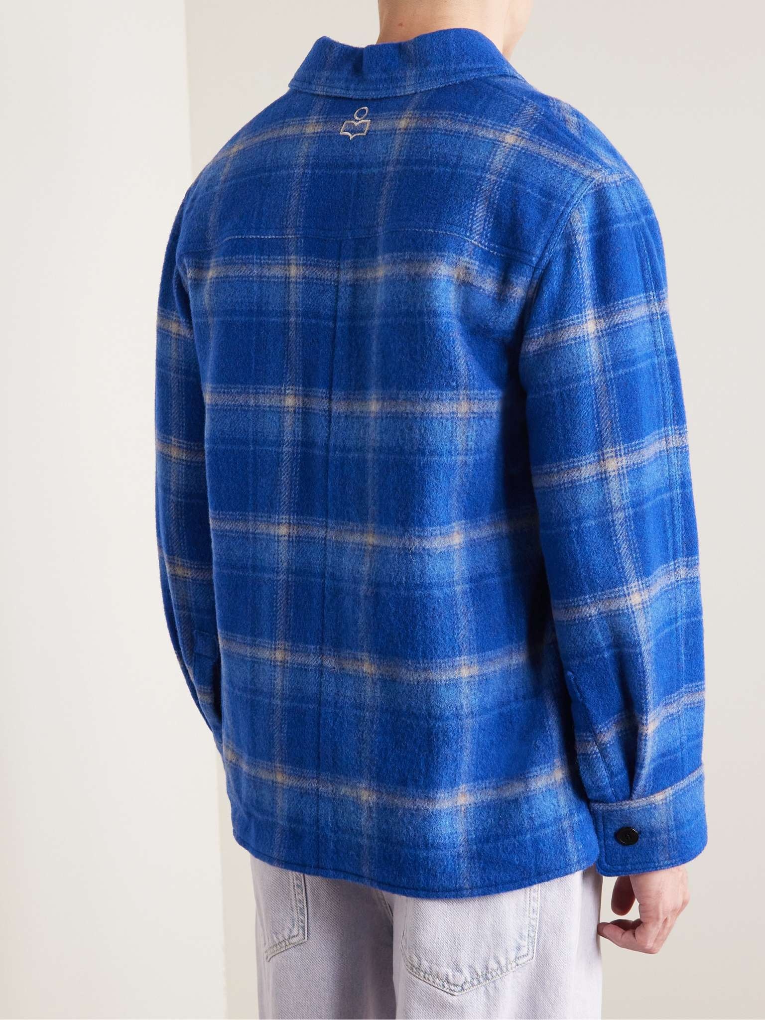 Oversized Checked Wool-Blend Felt Overshirt - 4
