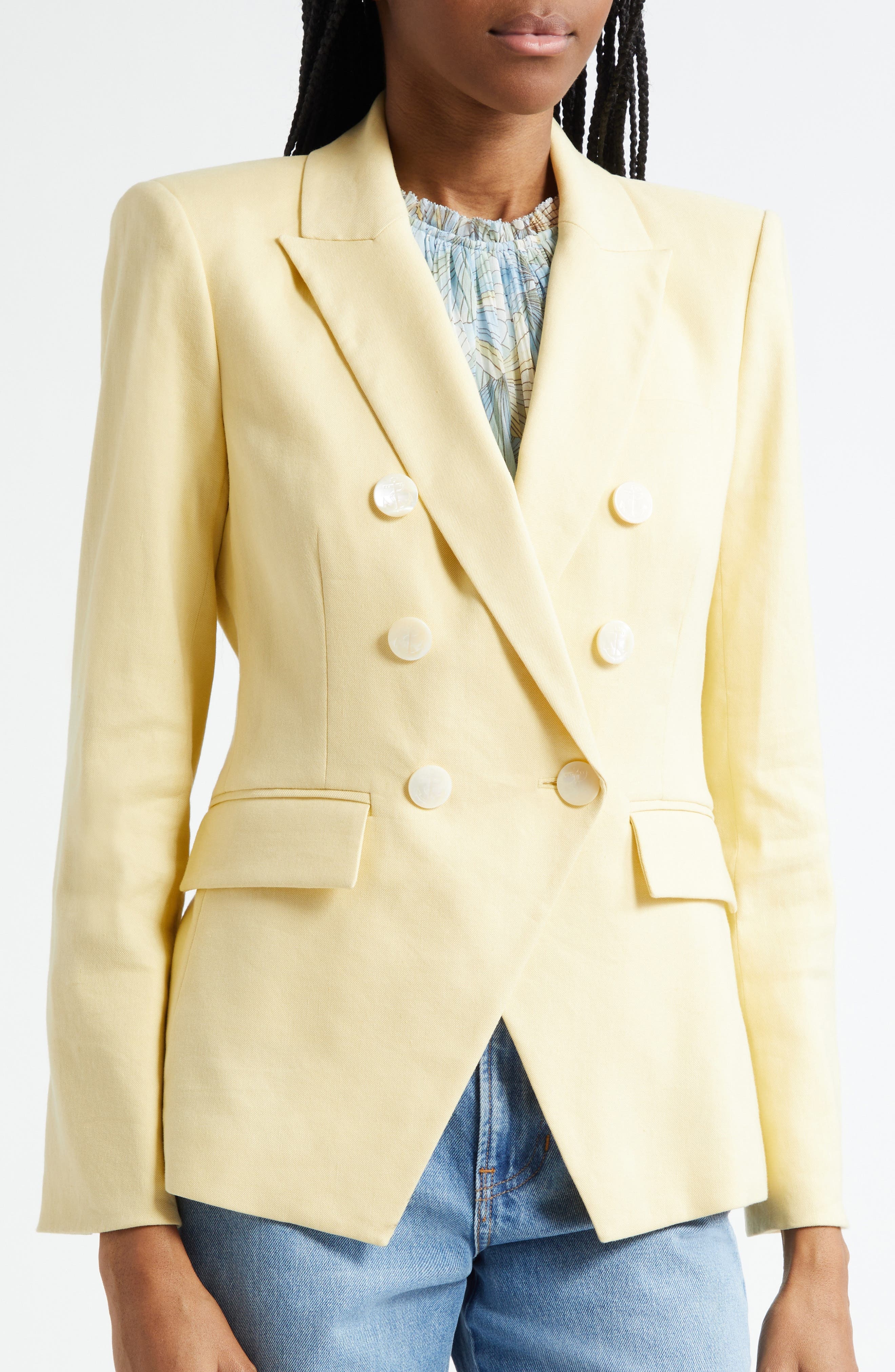 Veronica Beard Miller Linen Blend Dickey Jacket in Chamomile at Nordstrom - 5