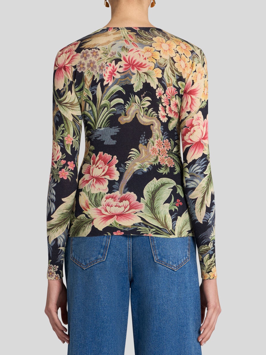 PRINTED CASHMERE AND SILK SWEATER - 4
