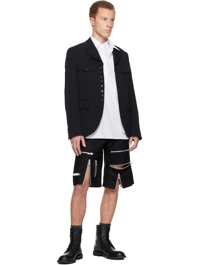 Comme des Garçons Homme Plus Black Wool Nylon Flannel Shorts outlook