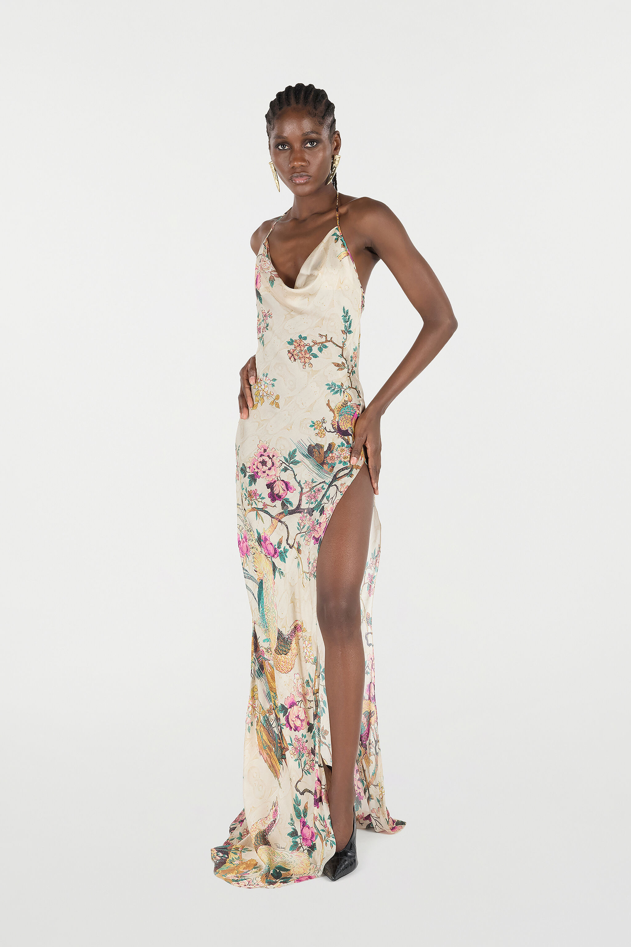 Extra Long Dress in Pure Silk with Print - 2