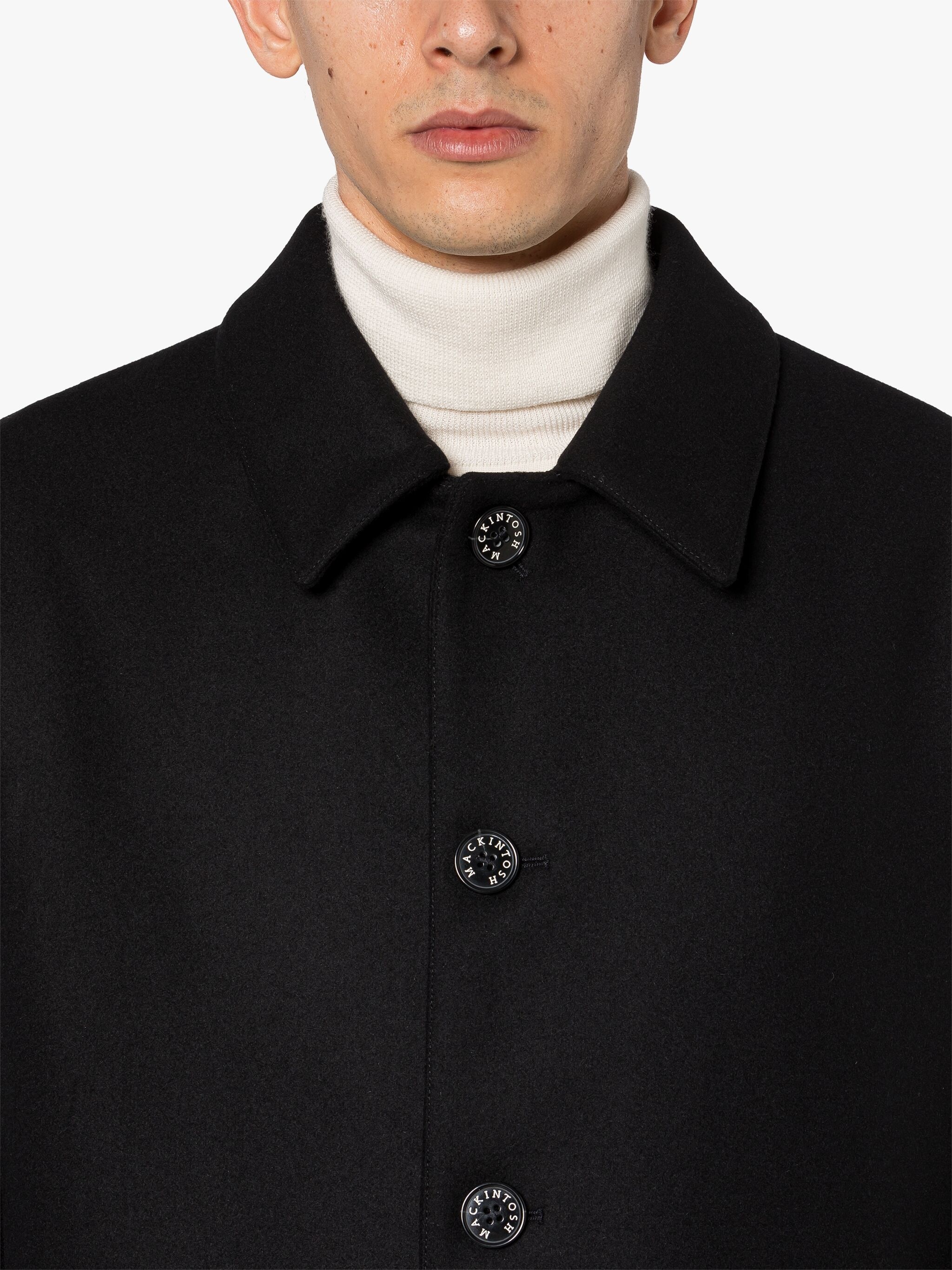 HUMBIE BLACK WOOL OVERCOAT - 5