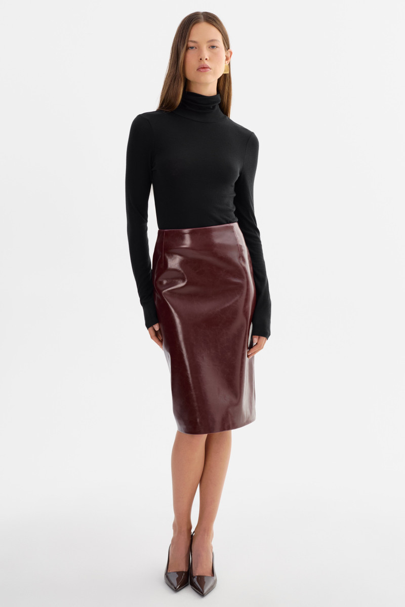 GEORGIA | Faux Patent Leather Pencil Skirt 3