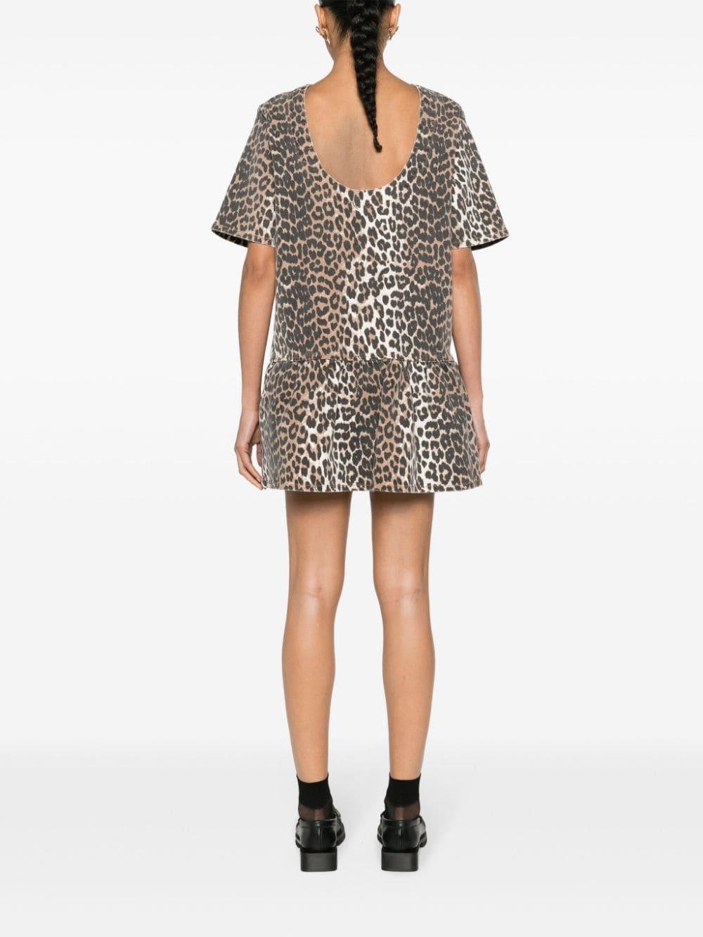 leopard-print denim minidress - 4