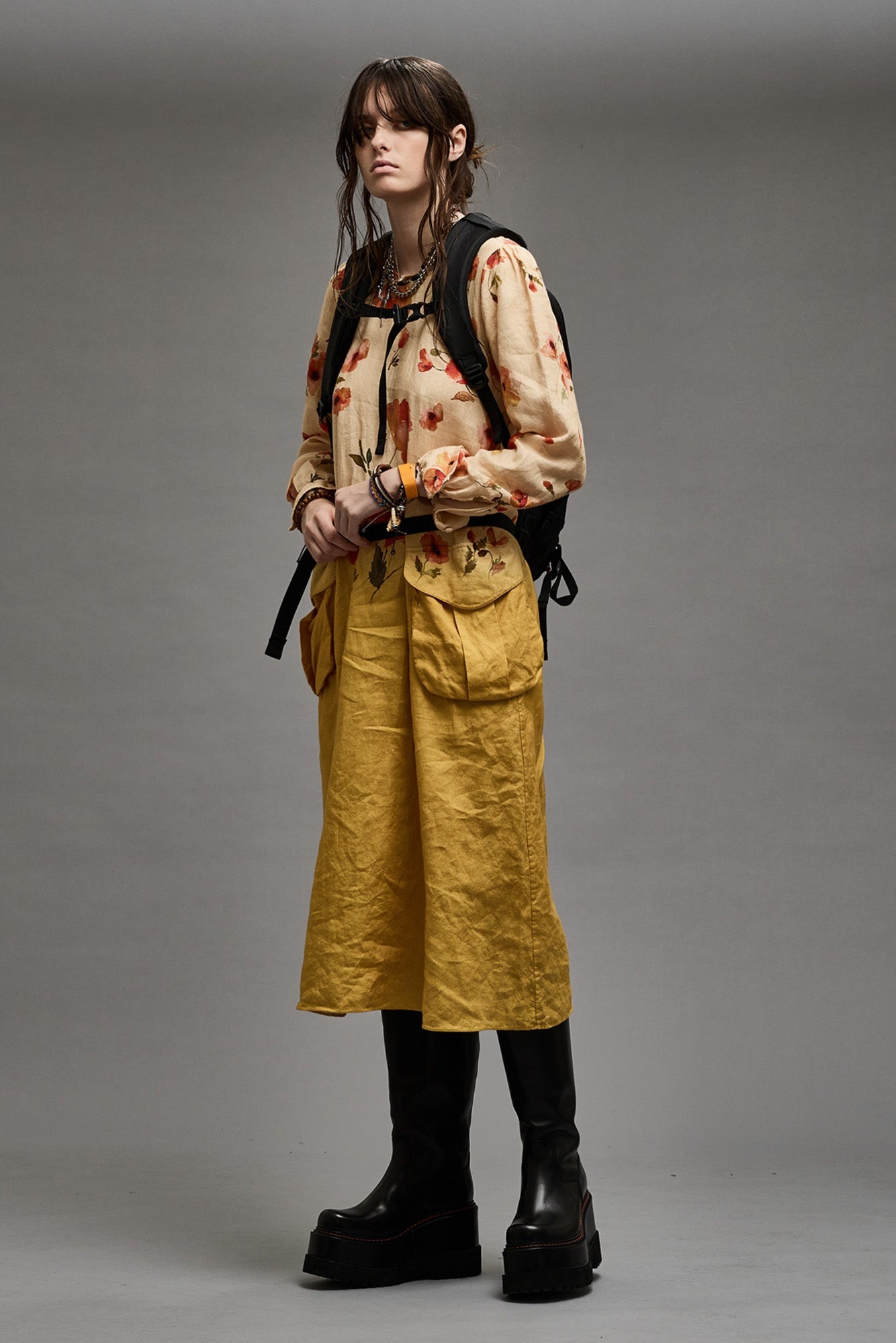 BELLOW POCKET DRESS - YELLOW POPPY PRINT - 2