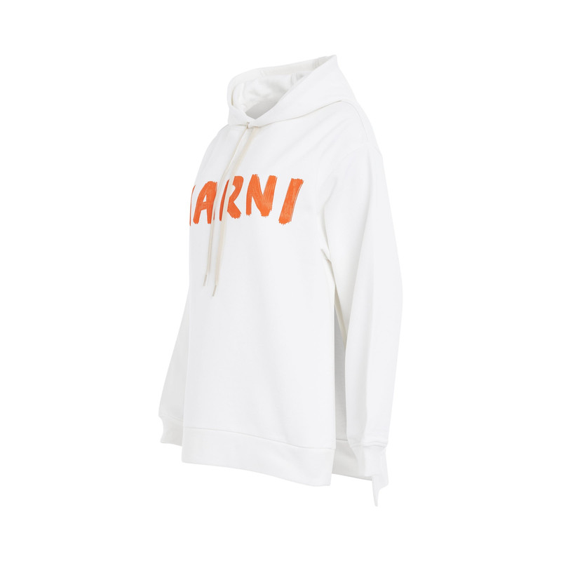 Marni Logo Print Hoodie in Stone White outlook
