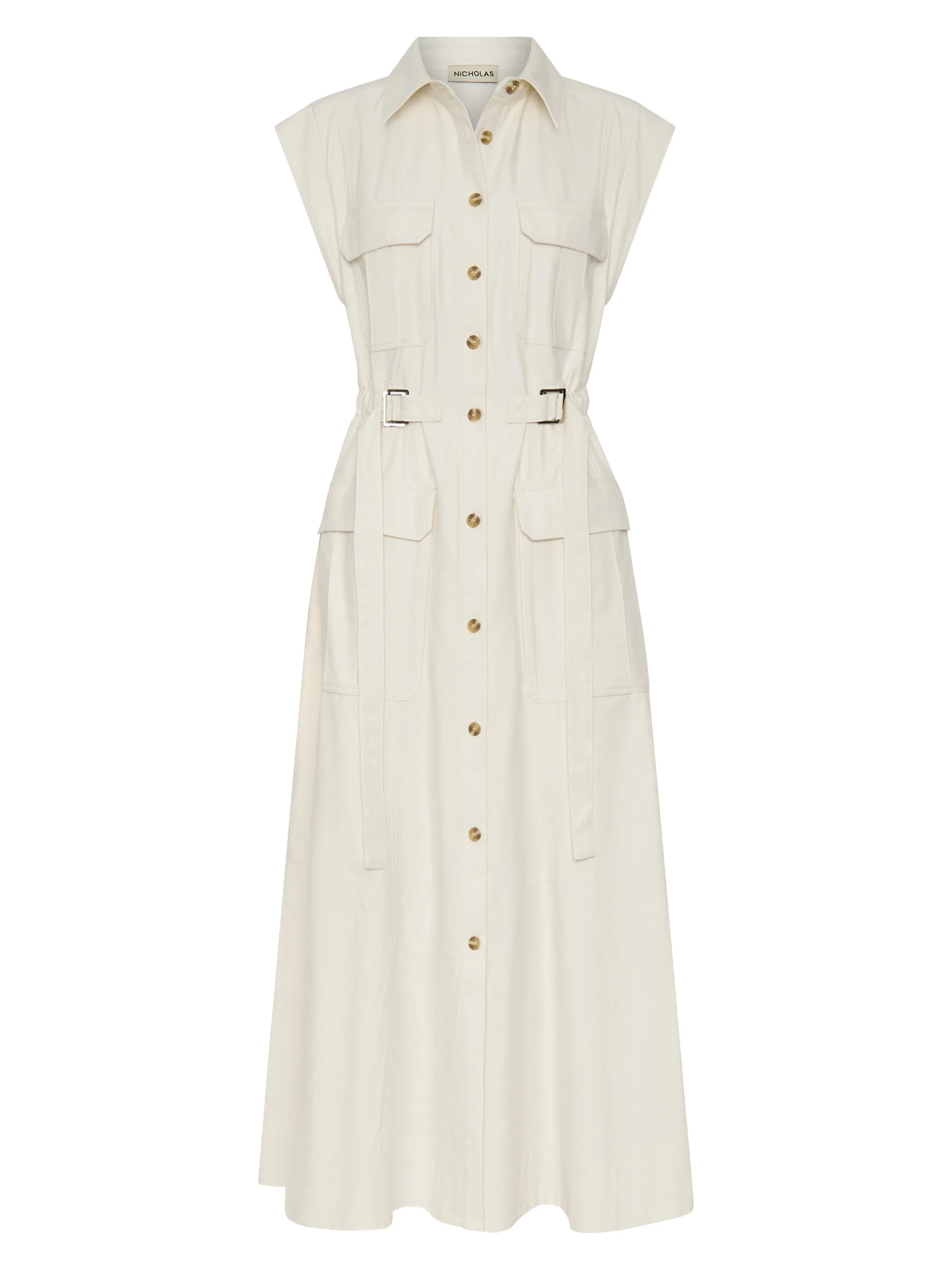 Women's Romina Cotton-Blend Twill Midi-Shirtdress - Ivory - 1
