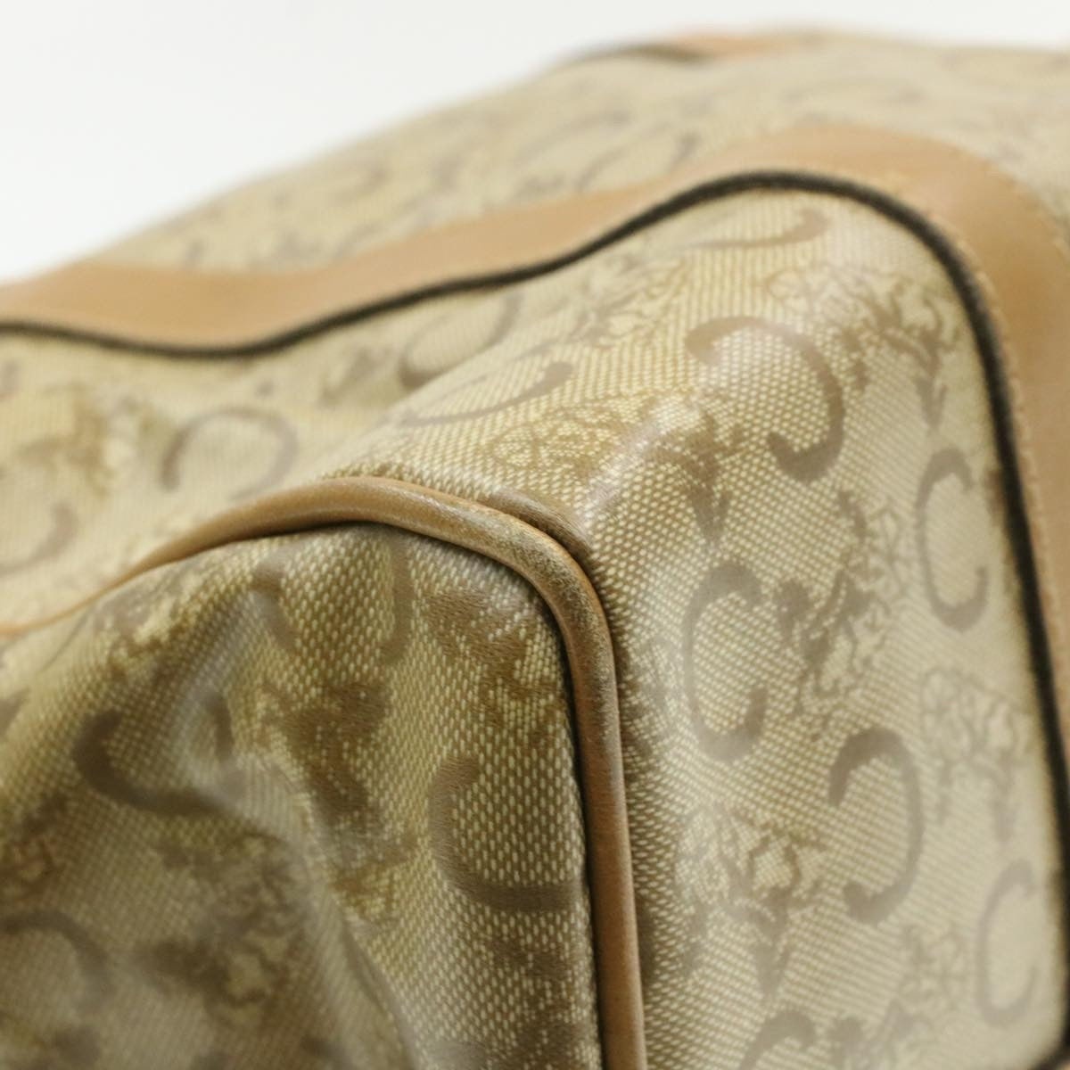 CELINE C Macadam Horse Carriage Hand Bag Pvc Leather Beige - 12