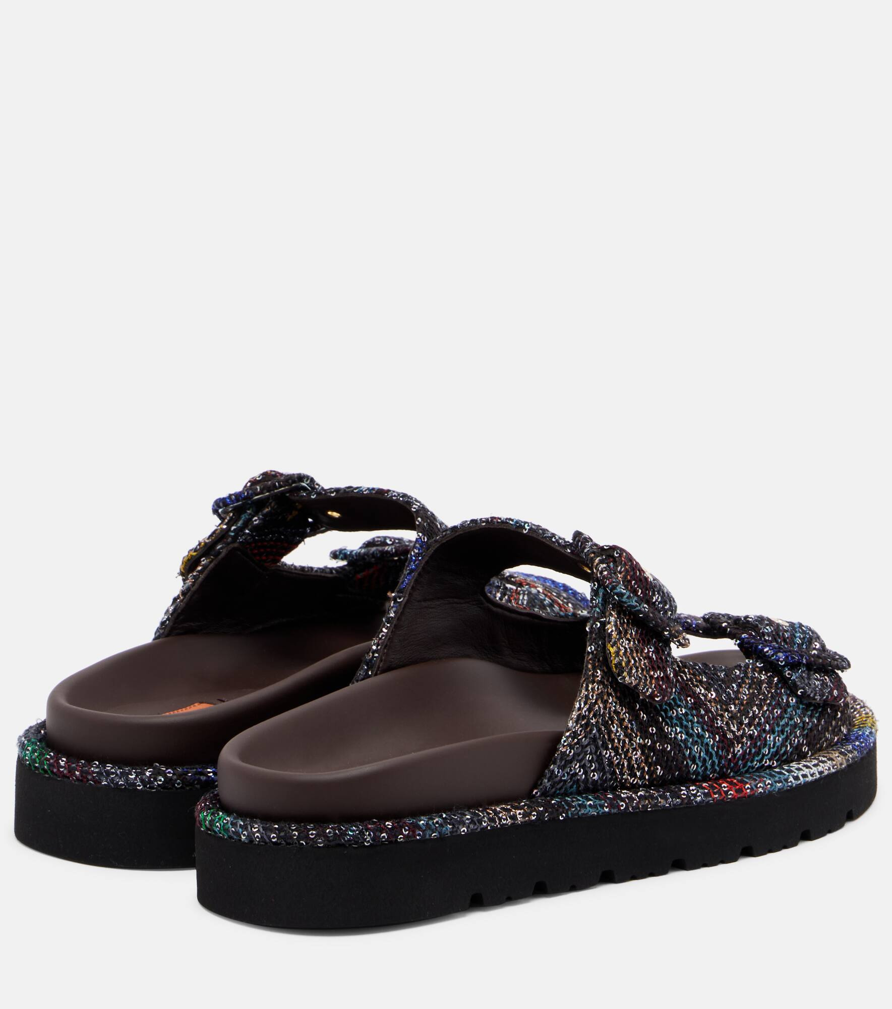 Zigzag sequined leather sandals - 2