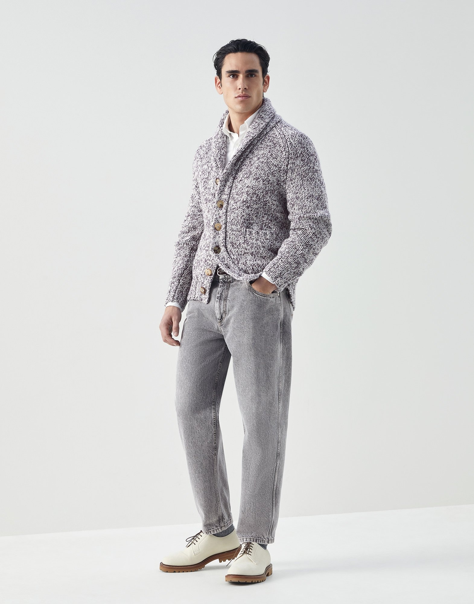 Aged denim easy fit five-pocket trousers - 4