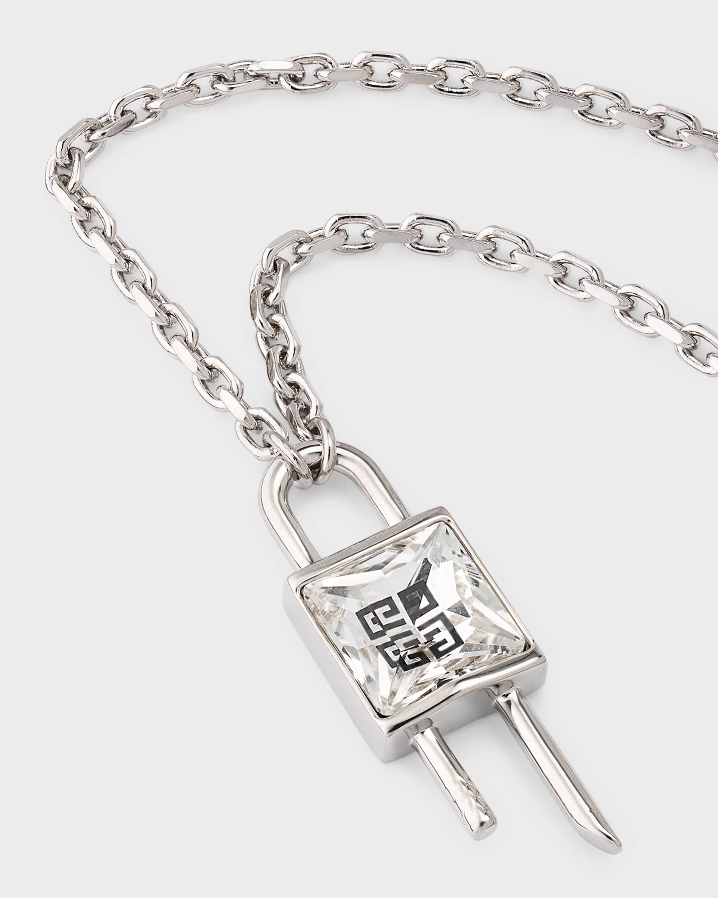 Mini Lock Silver Crystal Necklace - 3