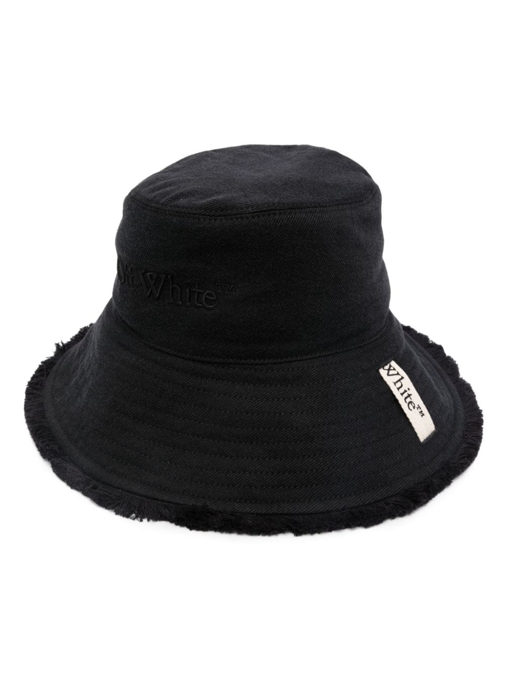 logo-tape cotton bucket hat - 1