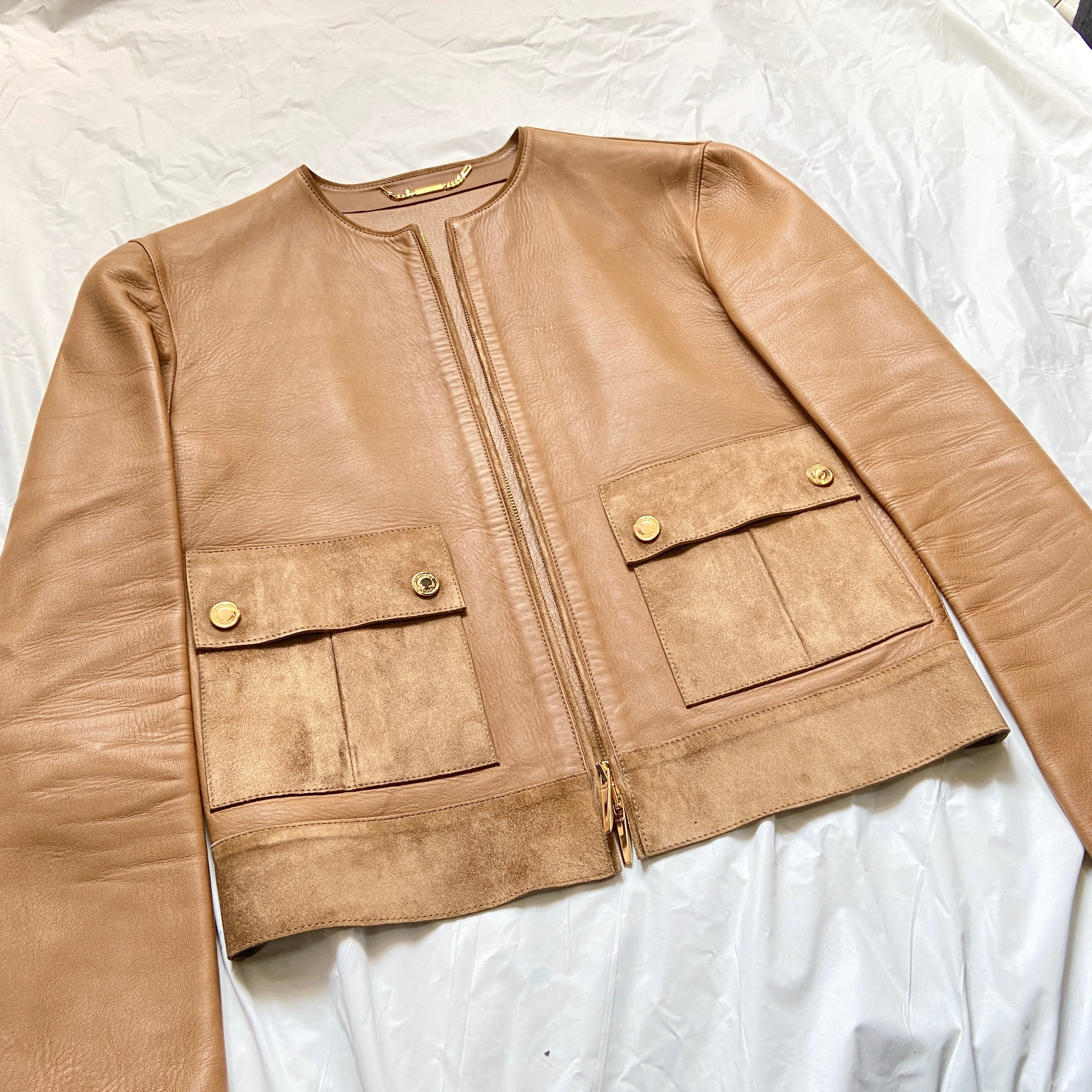 Gucci fall 2001 Tom Ford beige gold zip leather jacket - 7