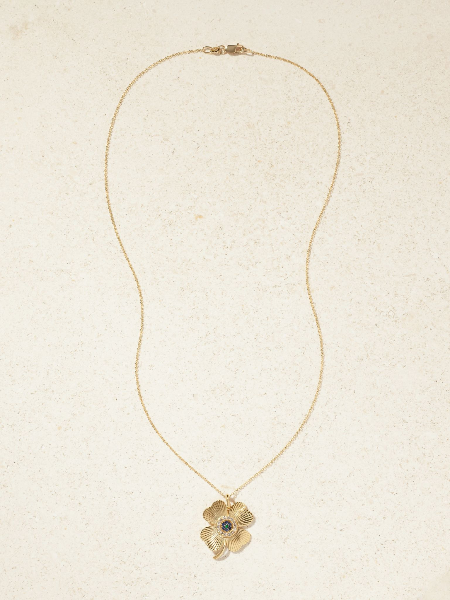 Lucky Clover 18-karat gold multi-stone necklace Gold - 4
