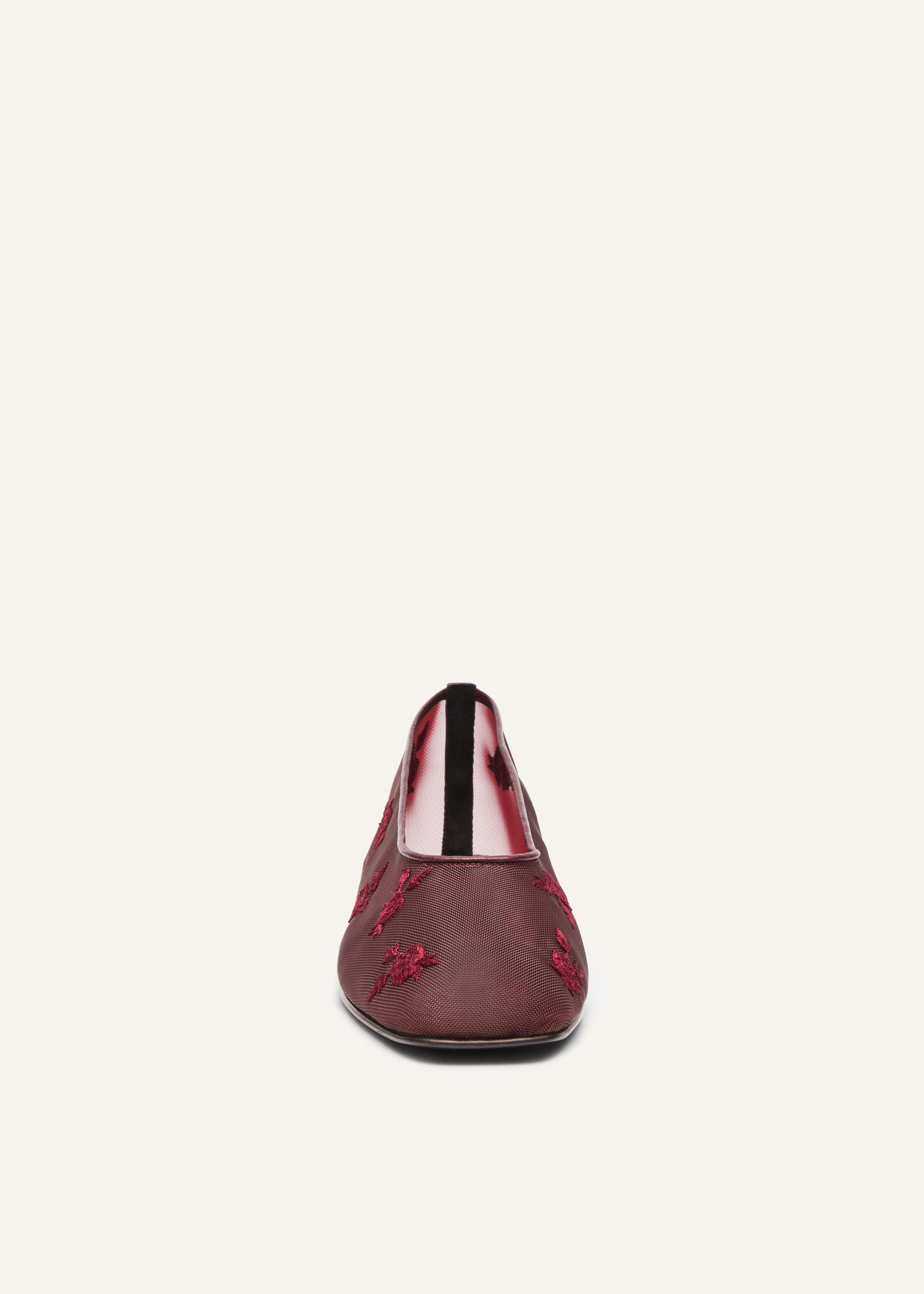 Mesh ballet flats in burgundy embroidery - 3