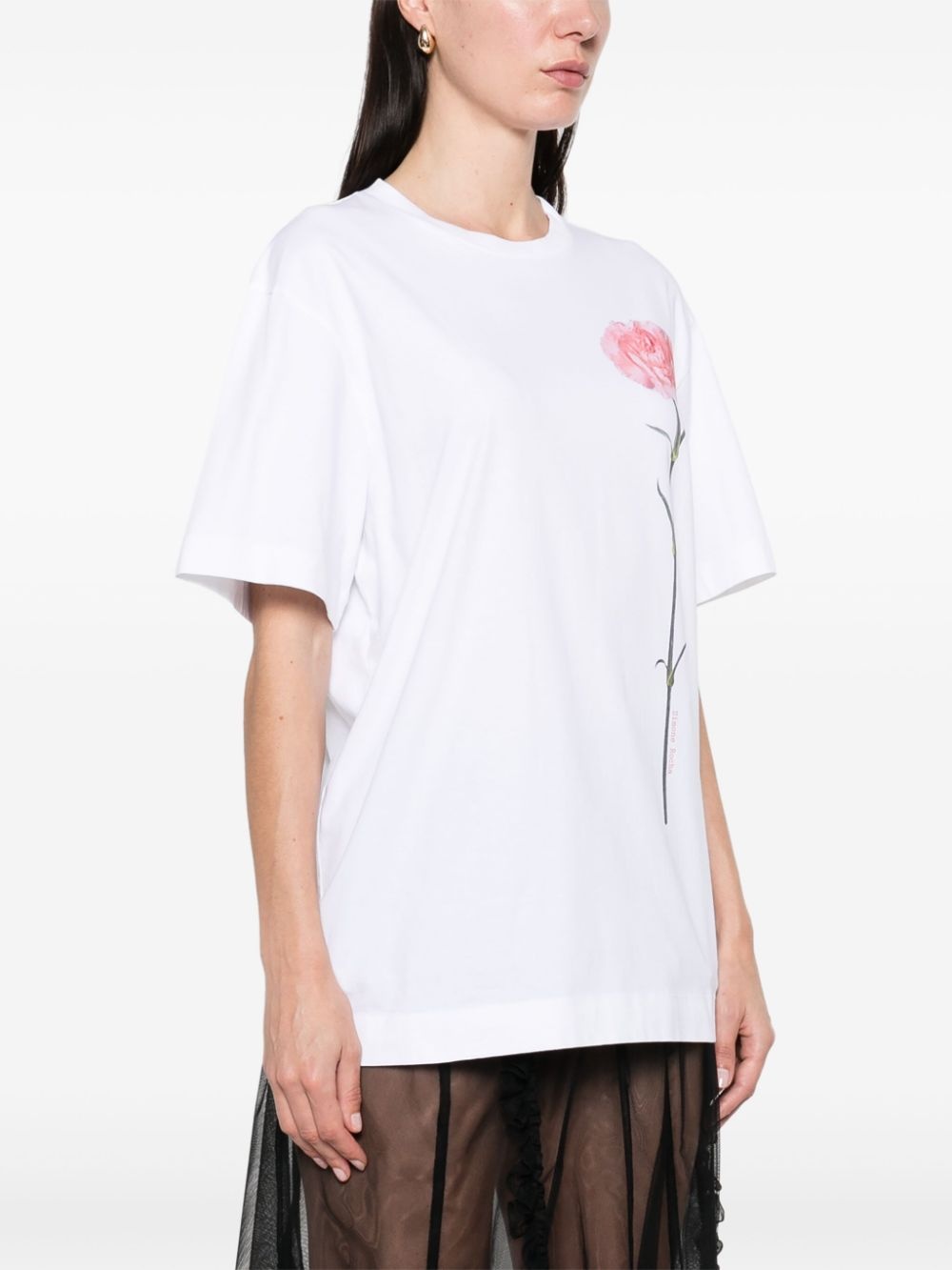 carnation-print T-shirt - 3