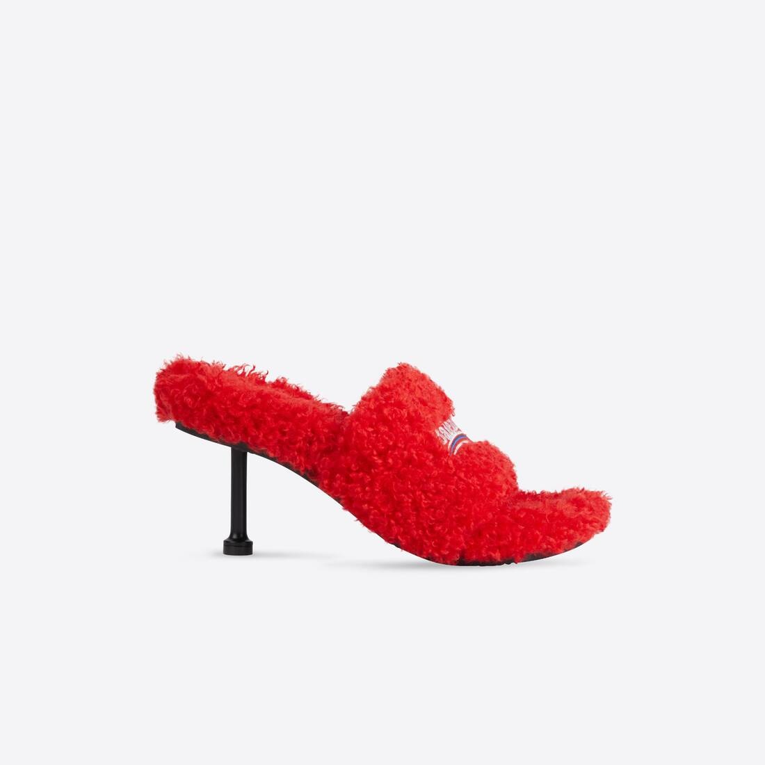 Women's Furry 80mm Sandal in Red/white/red - 1