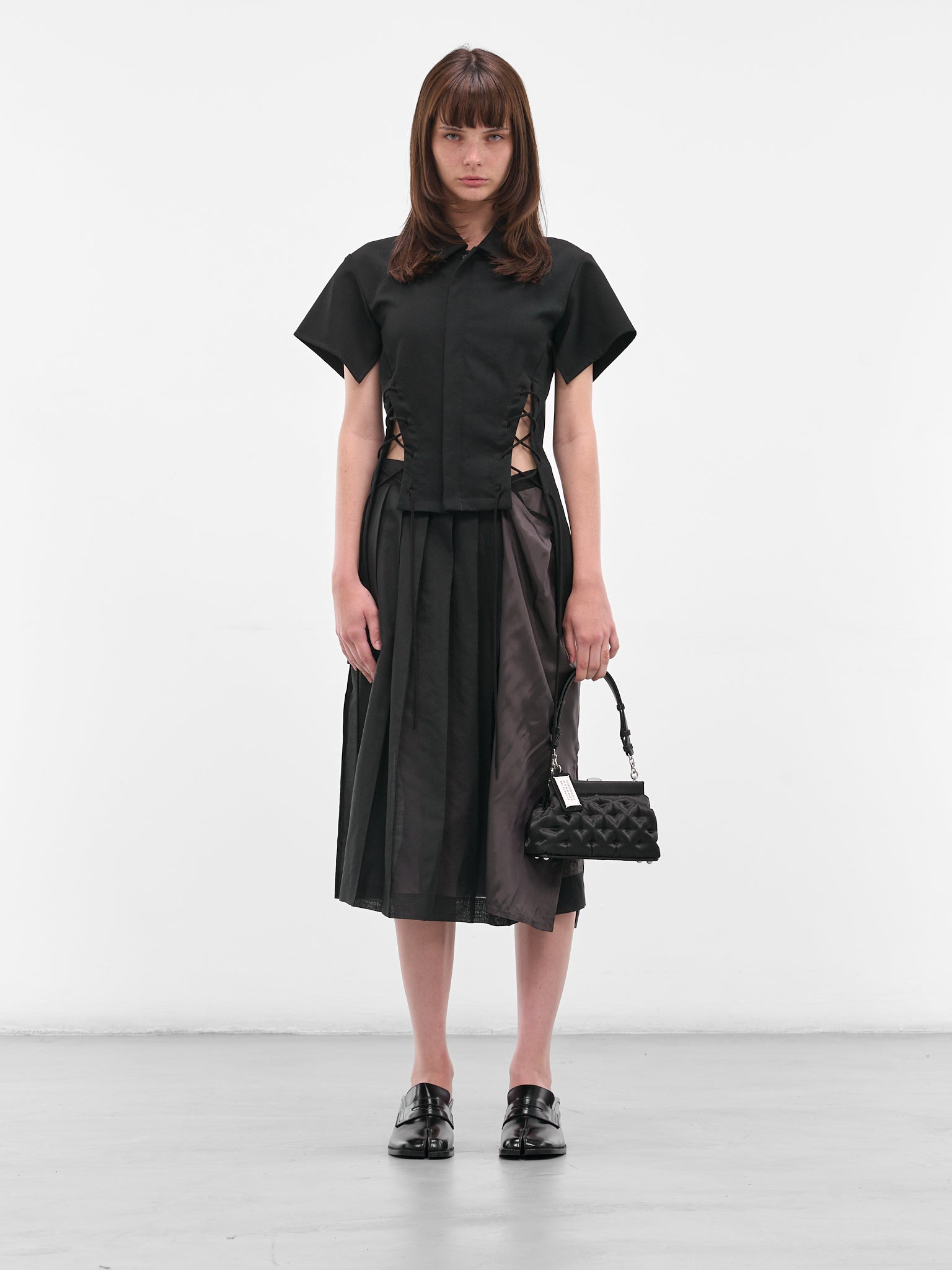 Black Deconstructed Asymmetric Midi Skirt - 6
