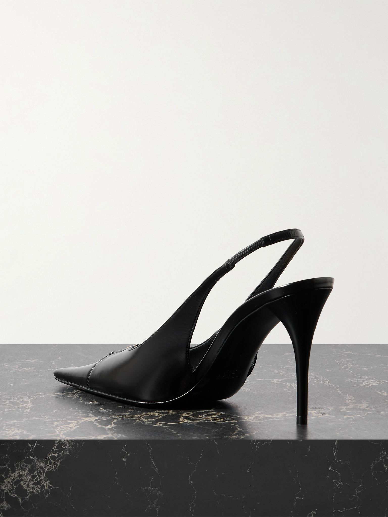 Babylone cutout leather slingback pumps Black - 3