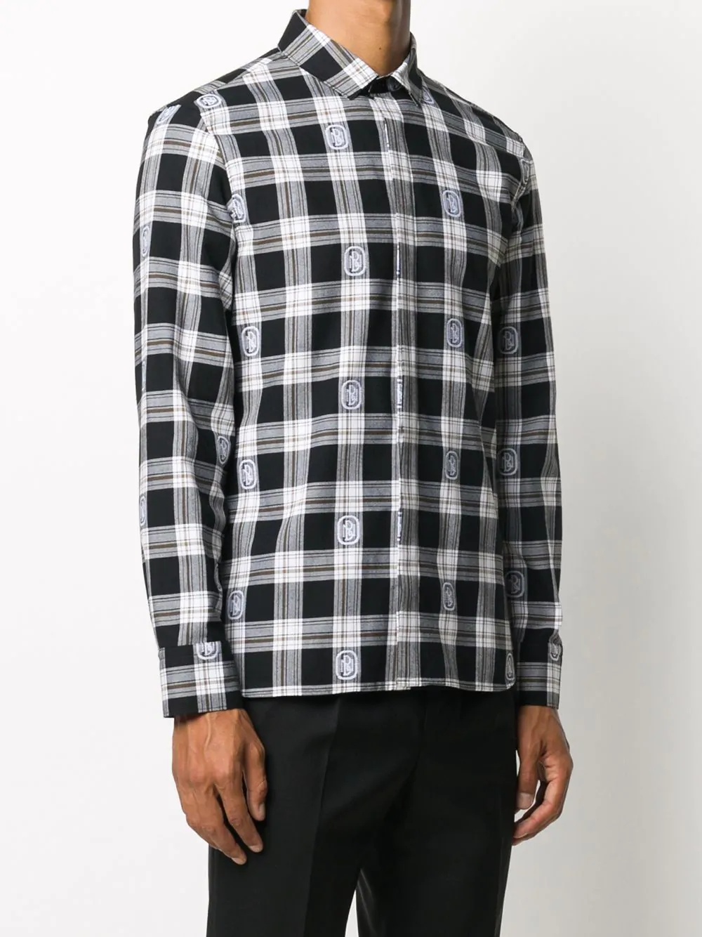 embroidered-logo checkered shirt - 3