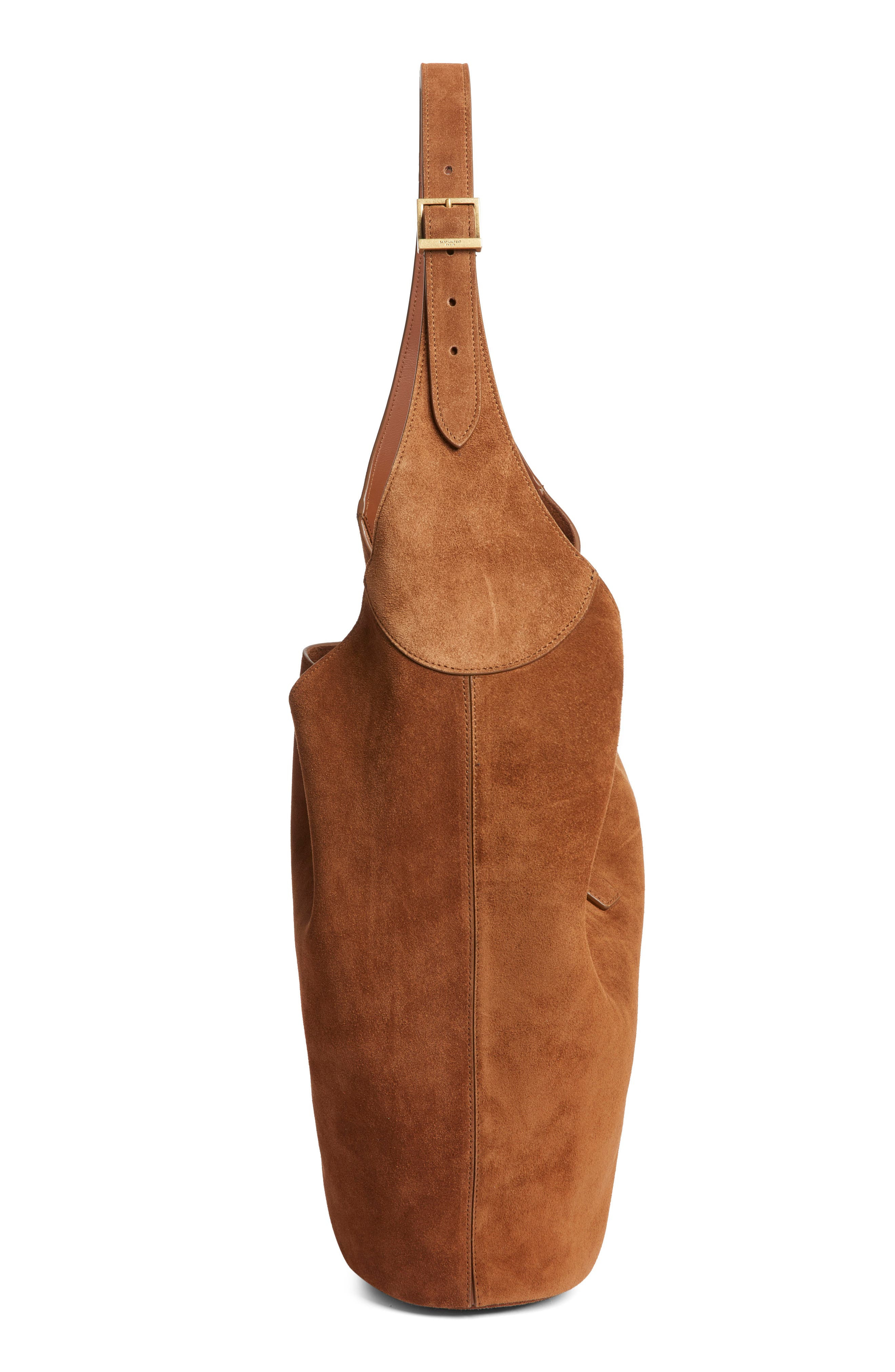 Saint Laurent Le 5 À 7 Suede Hobo Bag in Caramel Cognac at Nordstrom - 4