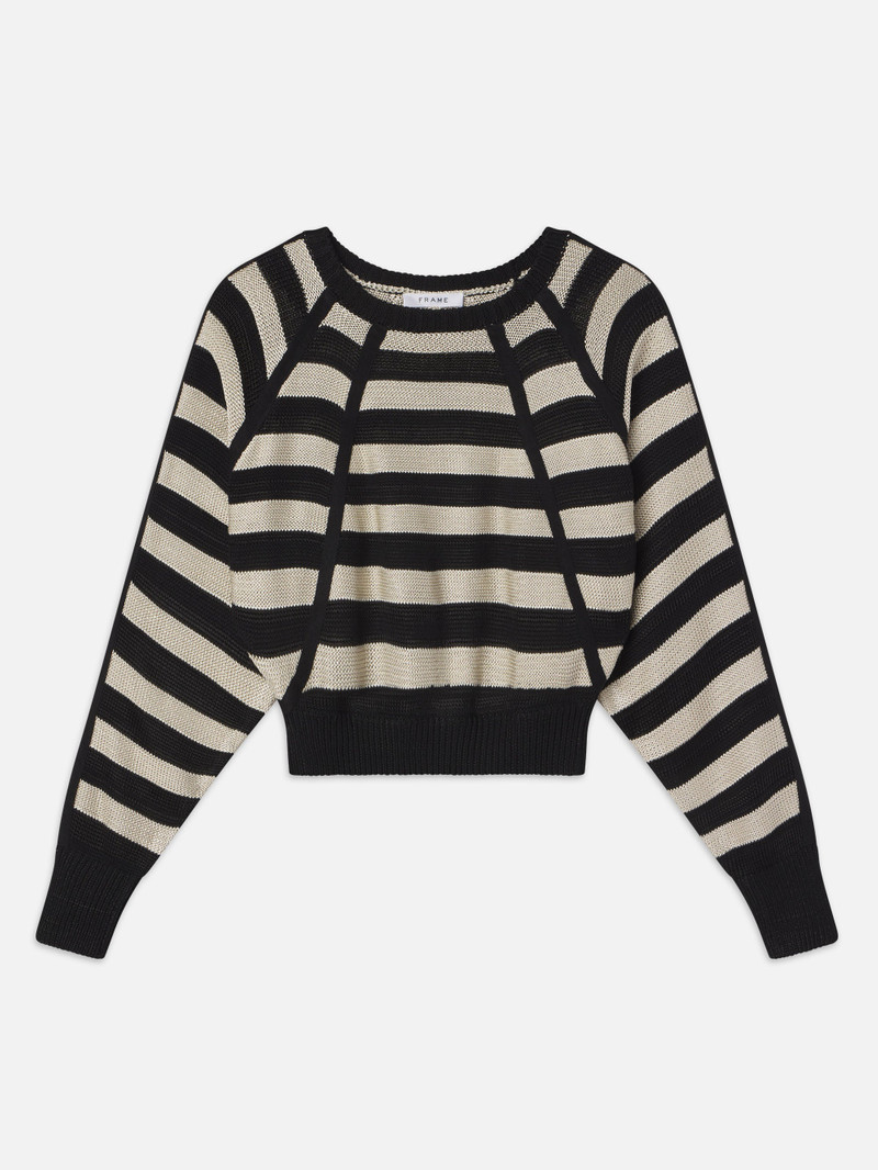Striped Raglan Sweater in Black Multi 1