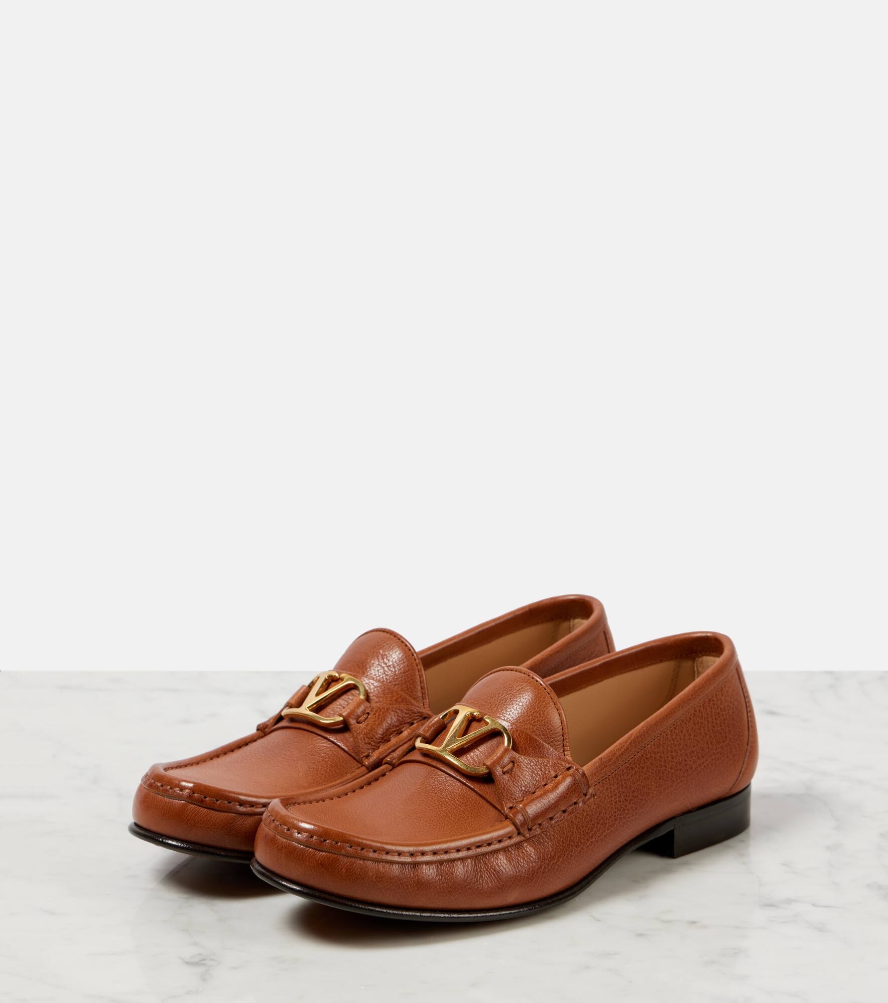 VLogo Signature leather loafers - 4