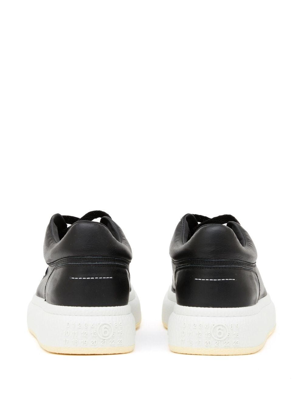 square-toe leather low-top sneakers - 3