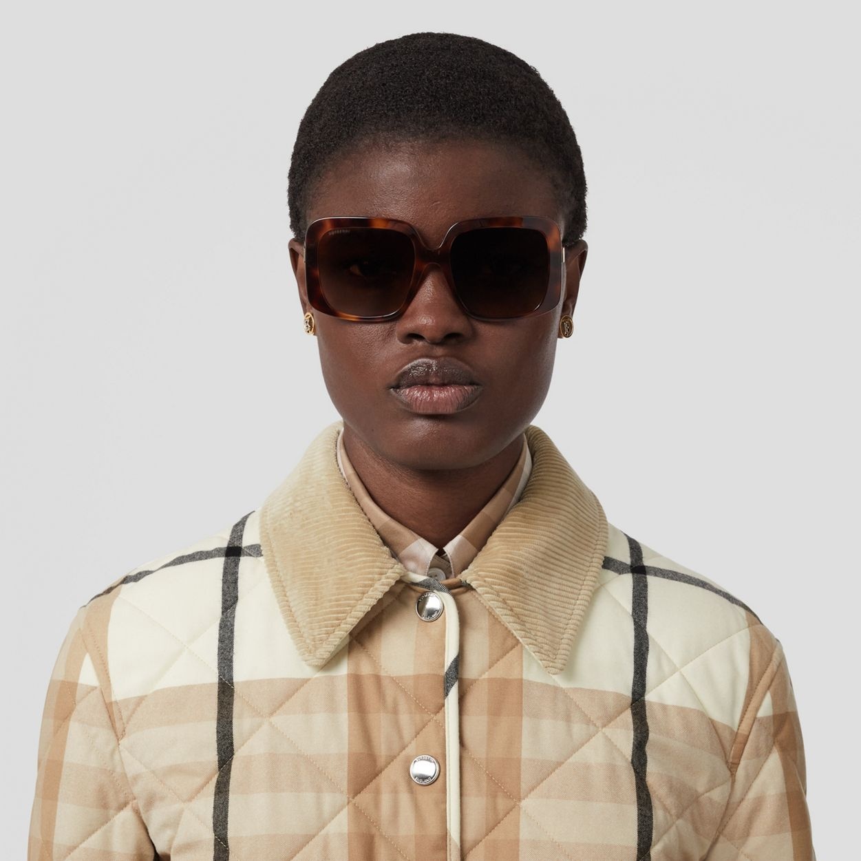 Corduroy Collar Diamond Quilted Wool Barn Jacket - 3