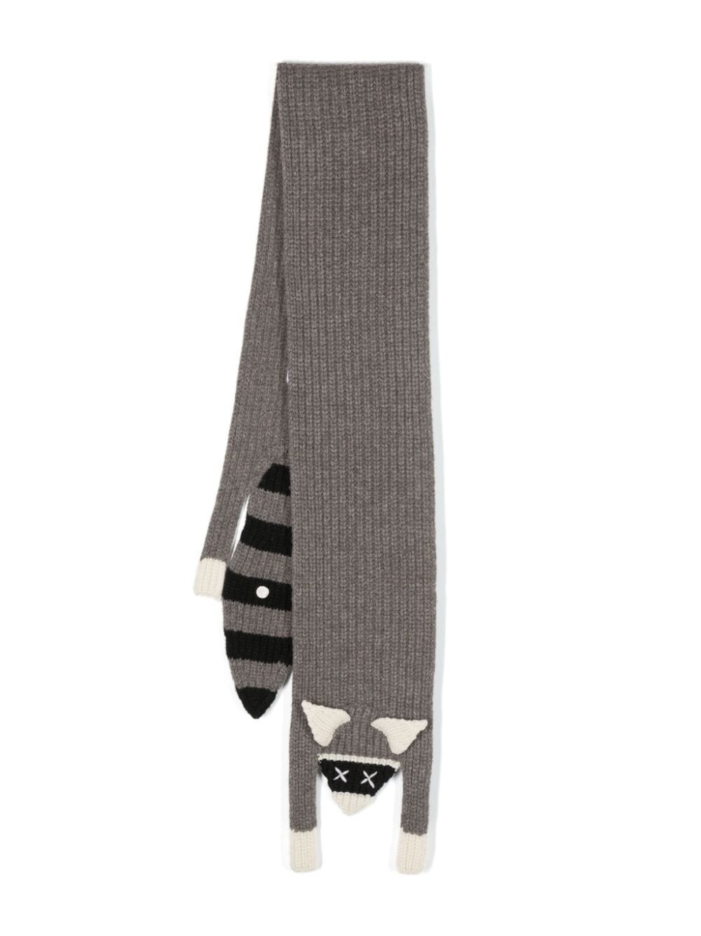 Raccoon ribbed-knit wool scarf - 1