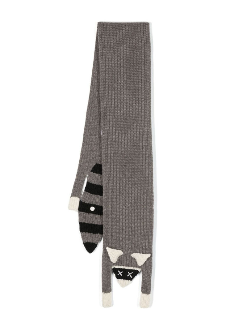 Raccoon ribbed-knit wool scarf 1
