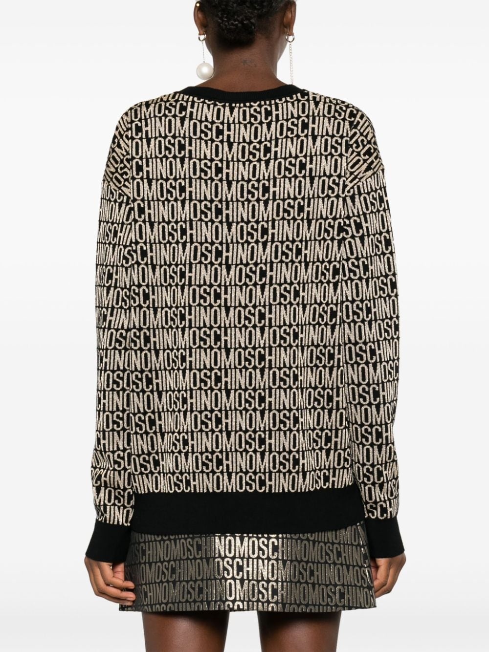 logo-jacquard virgin wool jumper - 4