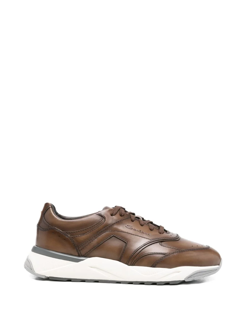 panelled leather sneakers - 1
