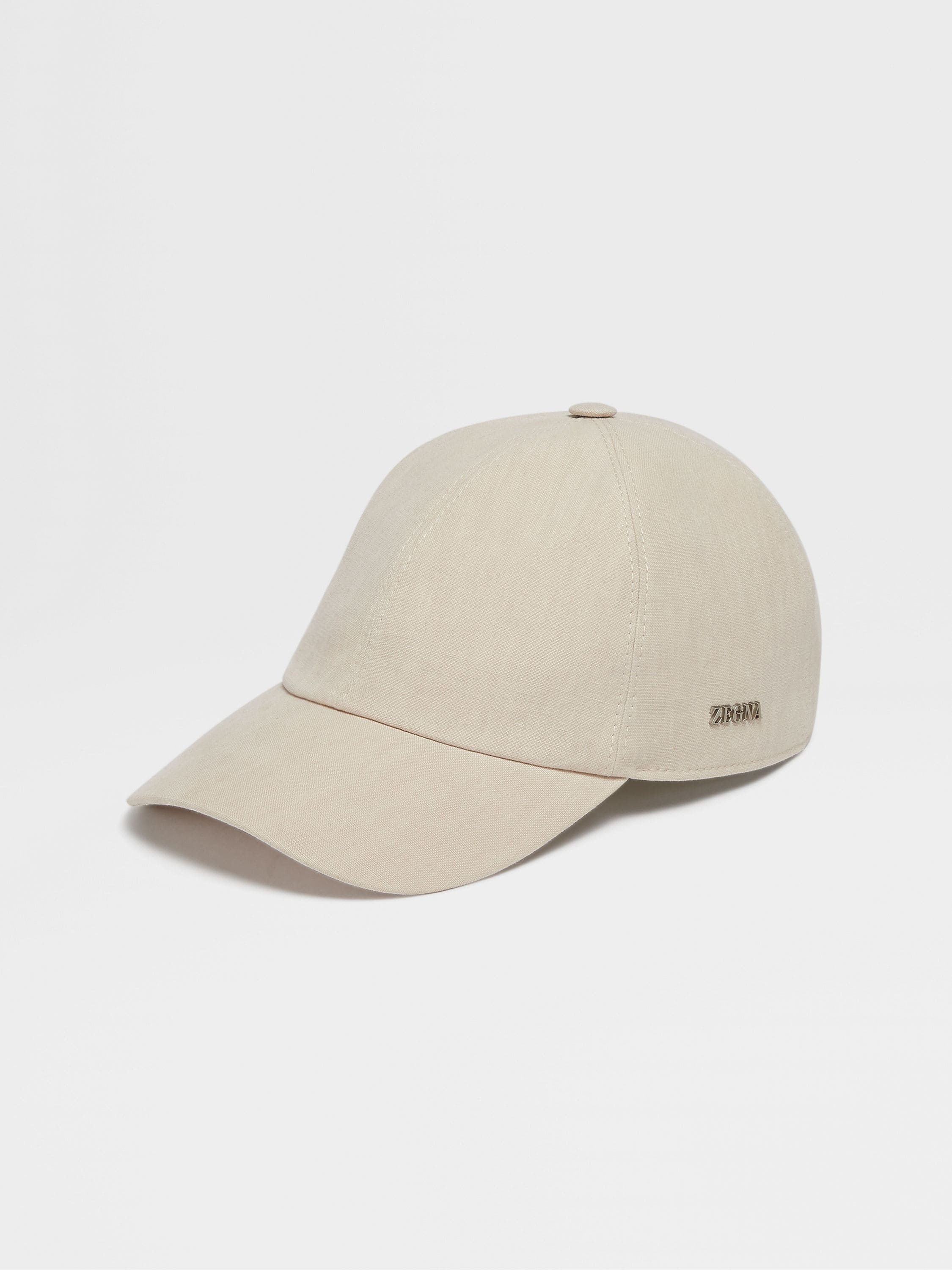 BEIGE LINEN BASEBALL CAP - 1