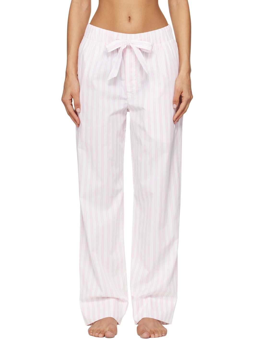 White & Pink Poplin Pyjama Pants - 1