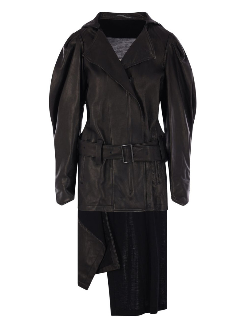 belted puff-sleeve coat 1