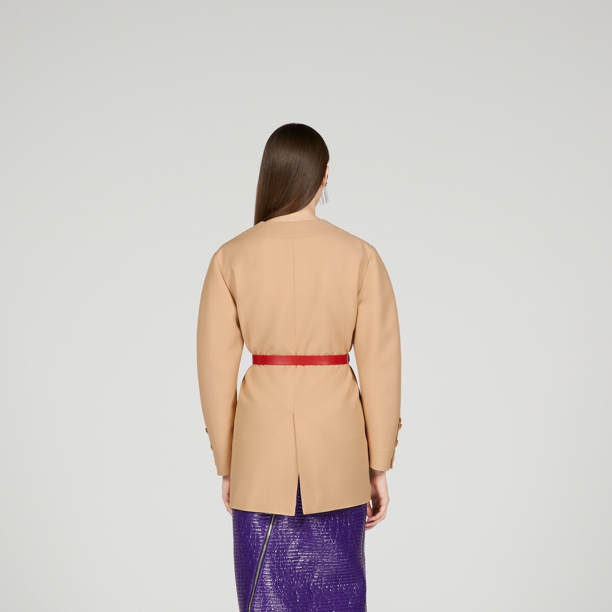Belted crêpe wool-silk jacket - 8