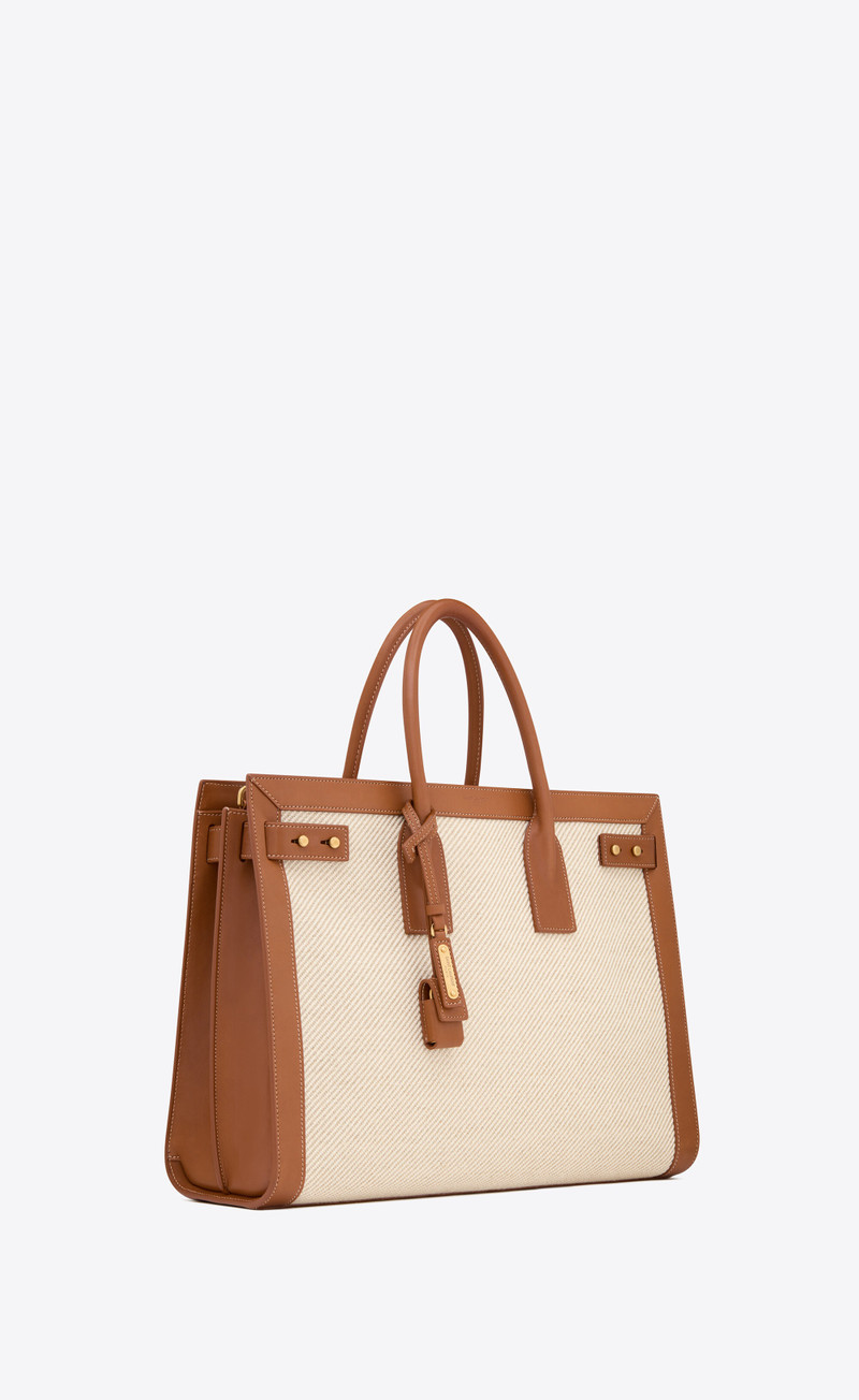 sac de jour thin large in canvas and leather 5