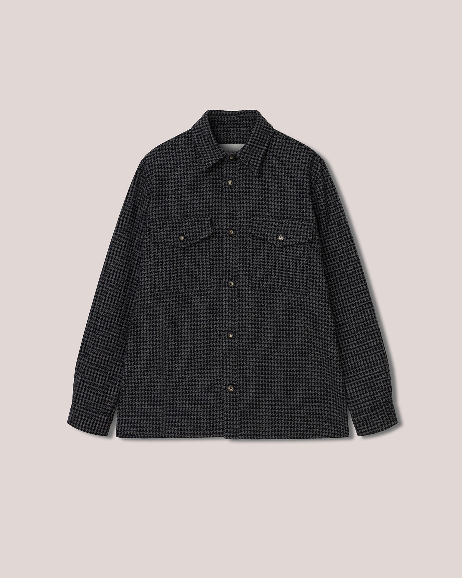 ZANDER - Wool houndstooth oversized shirt - Grey&Black - 1