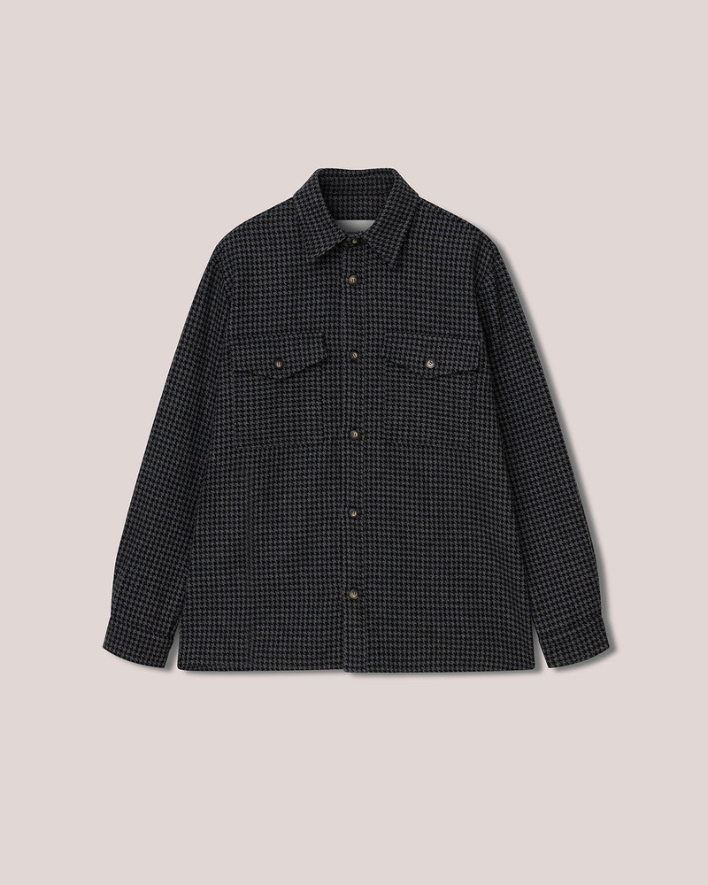 ZANDER - Wool houndstooth oversized shirt - Grey&Black 1