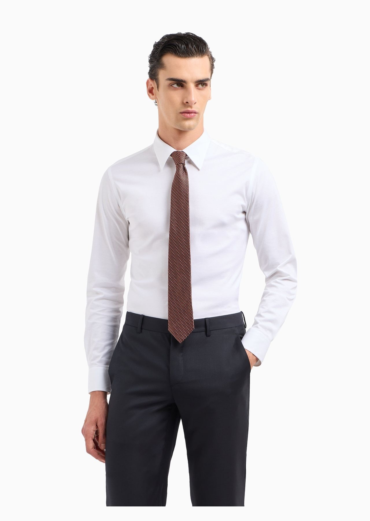 Silk tie with geometric jacquard motif - 5