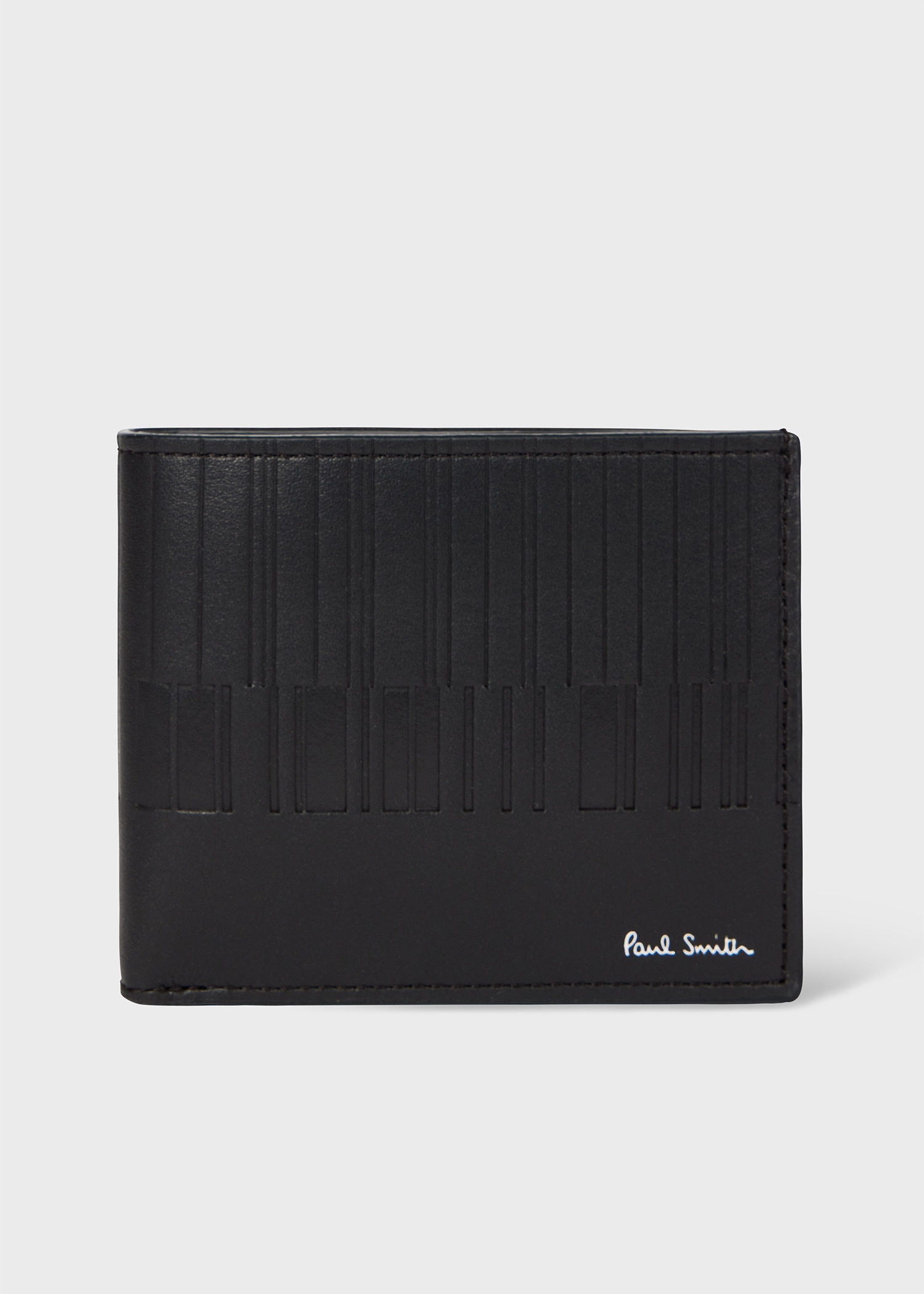 Dark Brown Leather 'Shadow Stripe' Compact Billfold Wallet - 1